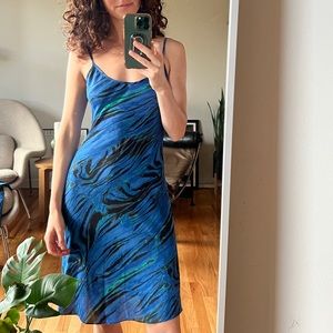 DVF Andi Midi Mesh Shirt Dress, Tie Dye Zebra Medium Indigo